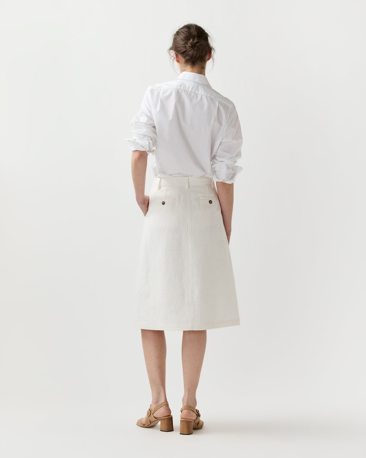 Connelly Skirt in White Linen Hopsack