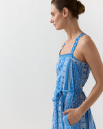 Load image into Gallery viewer, Josie Dress in Blue Gordes Rayure Provençal Rustic Poplin
