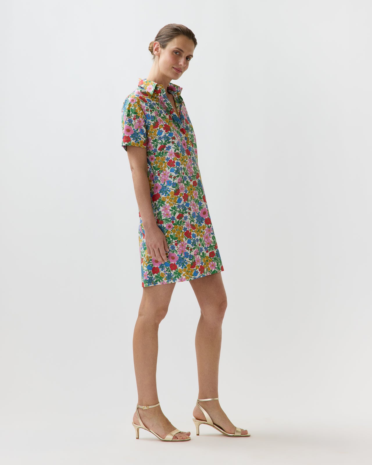 Short-Sleeved Popover Dress in Multi Clarabell Liberty Fabric