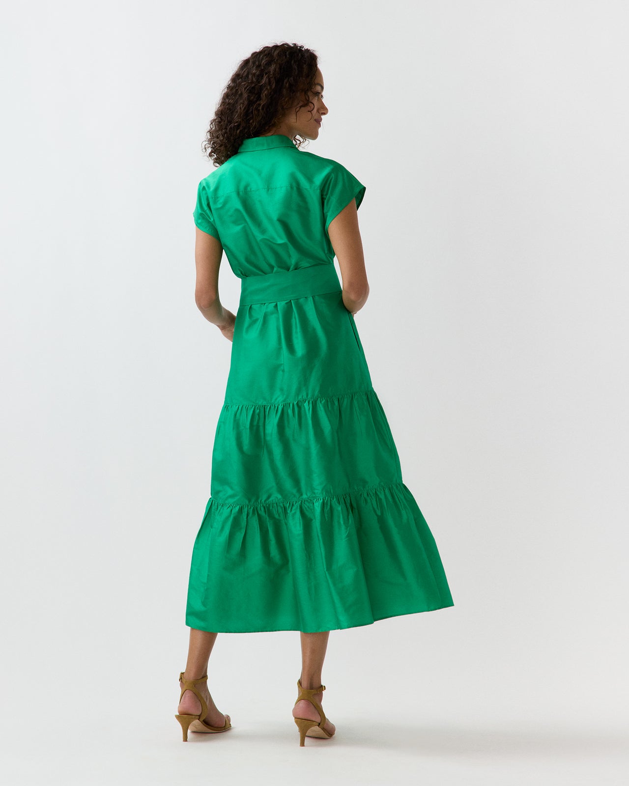 Sophia Dress in Kelly Green Silk Shantung