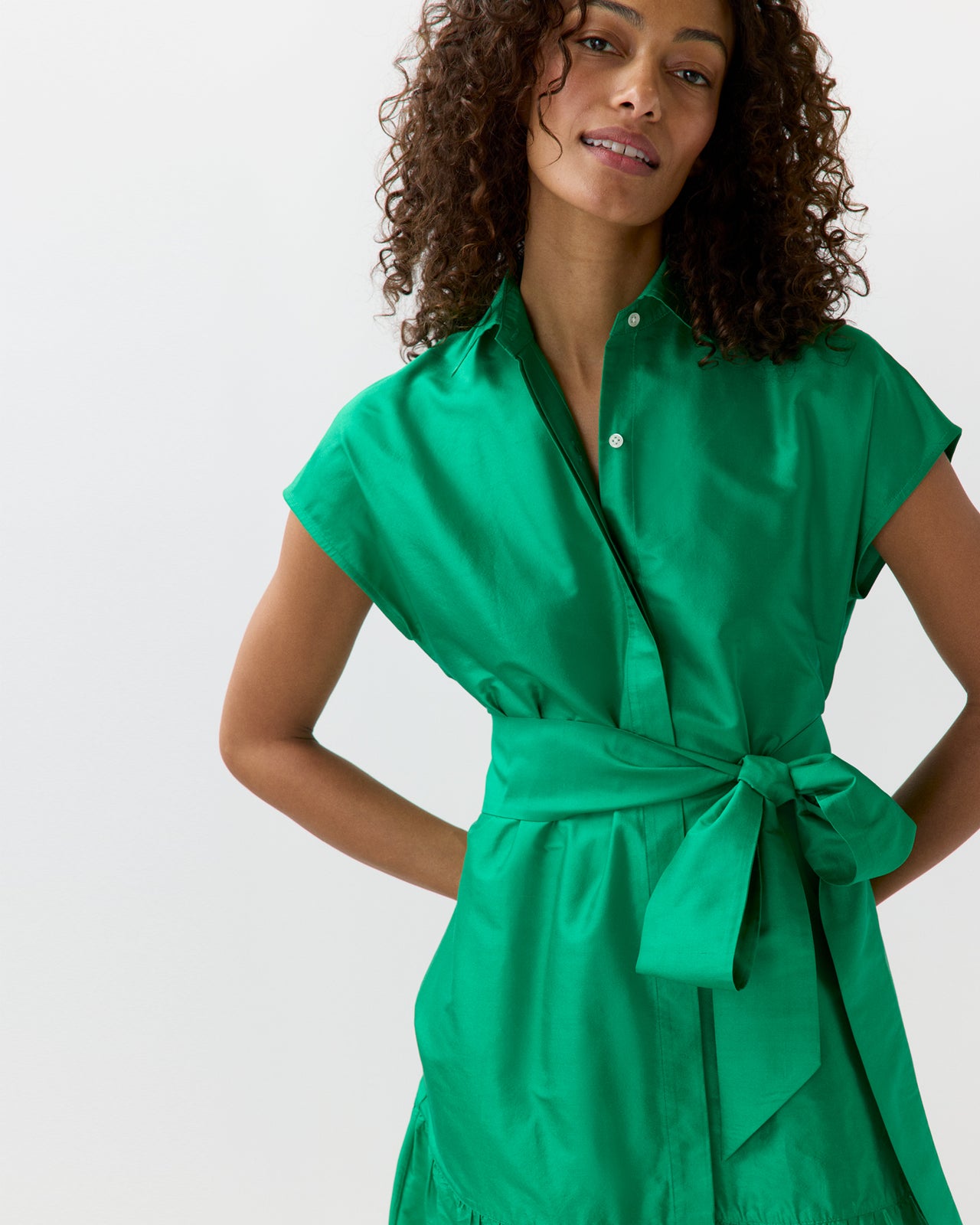 Sophia Dress in Kelly Green Silk Shantung