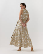 Load image into Gallery viewer, Rosalie Dress in Oatmeal Embroidered Linen
