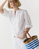 Load image into Gallery viewer, Small Kiondo Basket in Thin Blue Stripes
