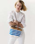 Load image into Gallery viewer, Small Kiondo Basket in Thin Blue Stripes
