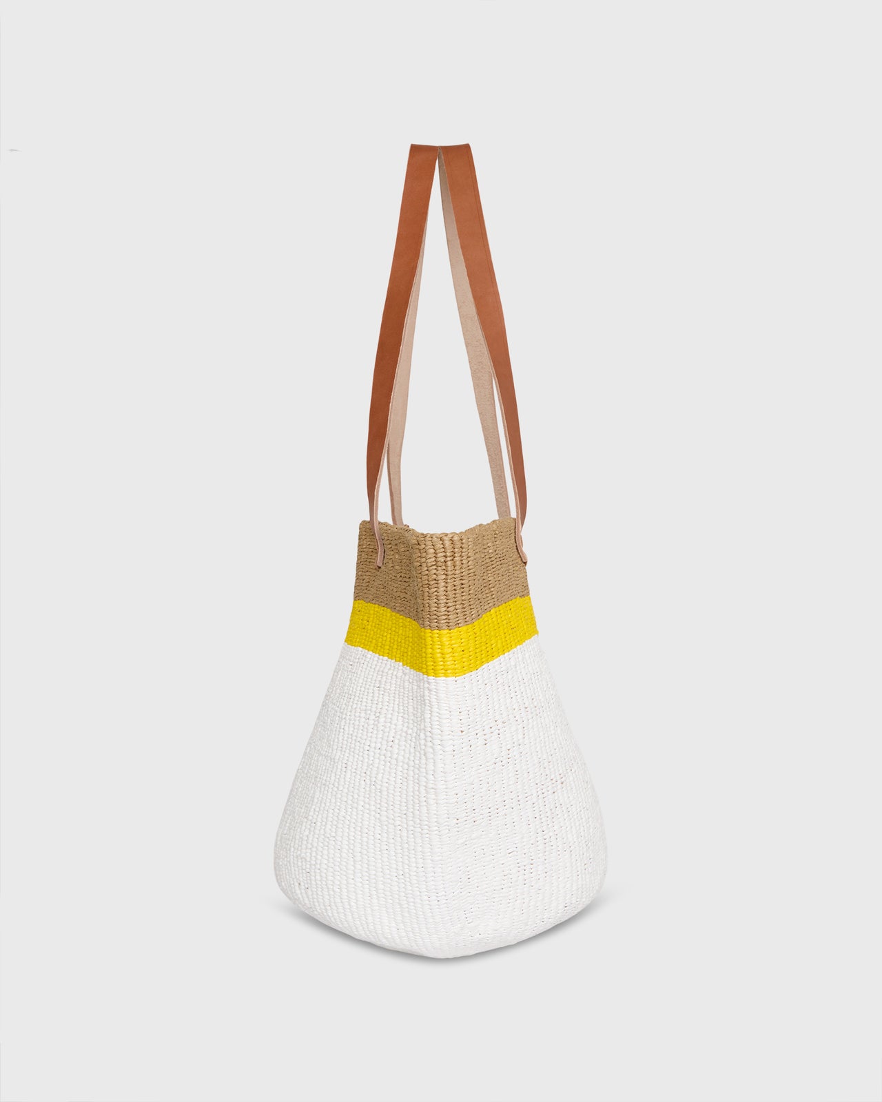 Kiondo Shopper Basket in Top Yellow Stripe