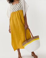 Load image into Gallery viewer, Kiondo Shopper Basket in Top Yellow Stripe
