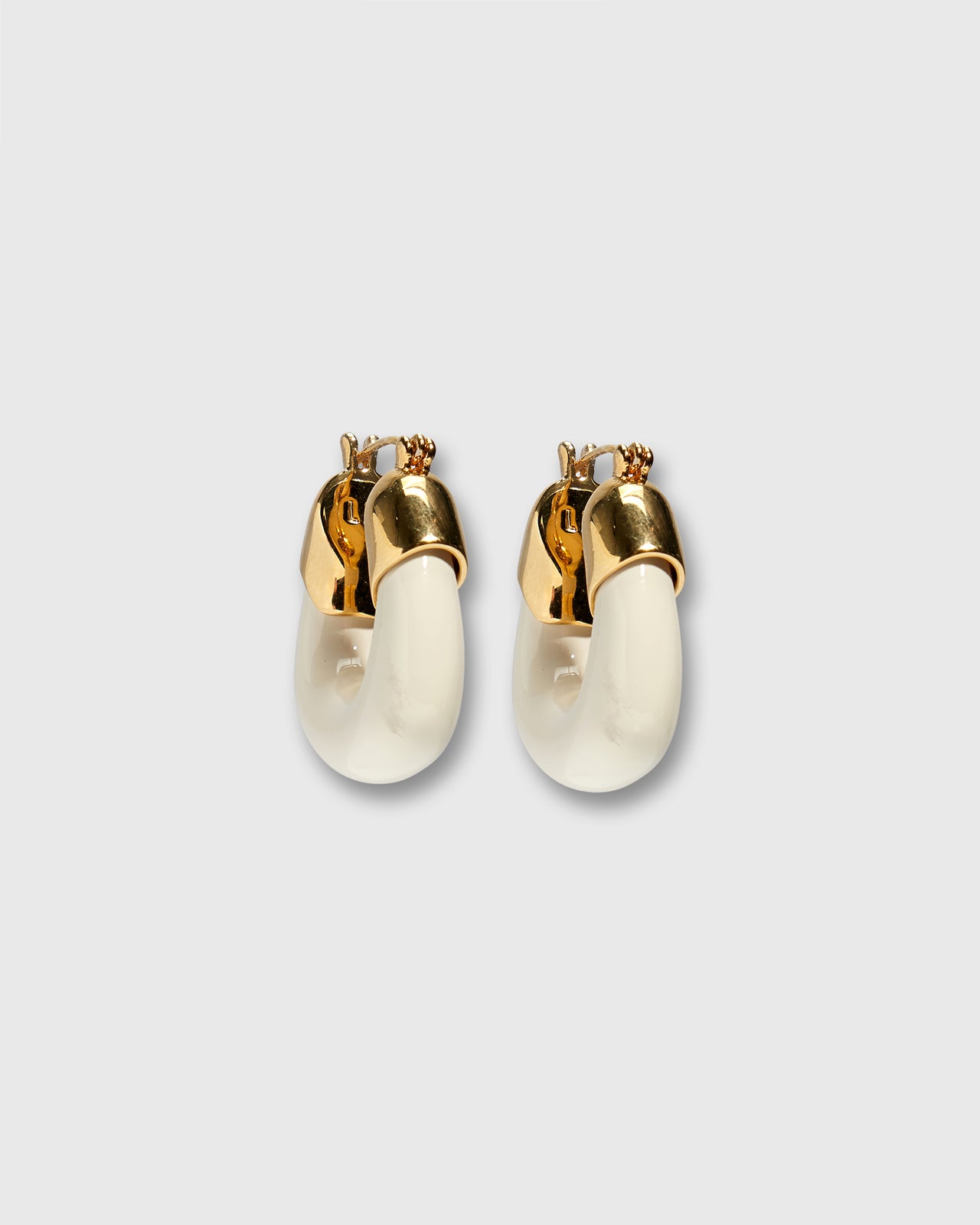 Mini Organic Hoop Earrings in Alabaster