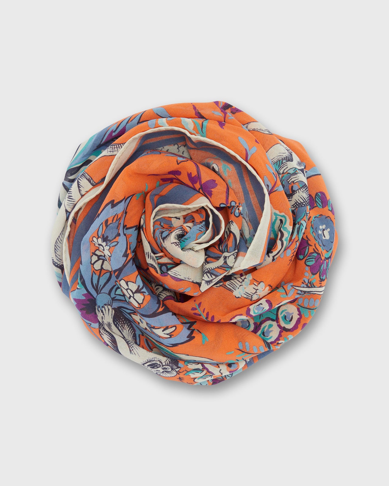 Pagoda Square Scarf in Coral Cotton