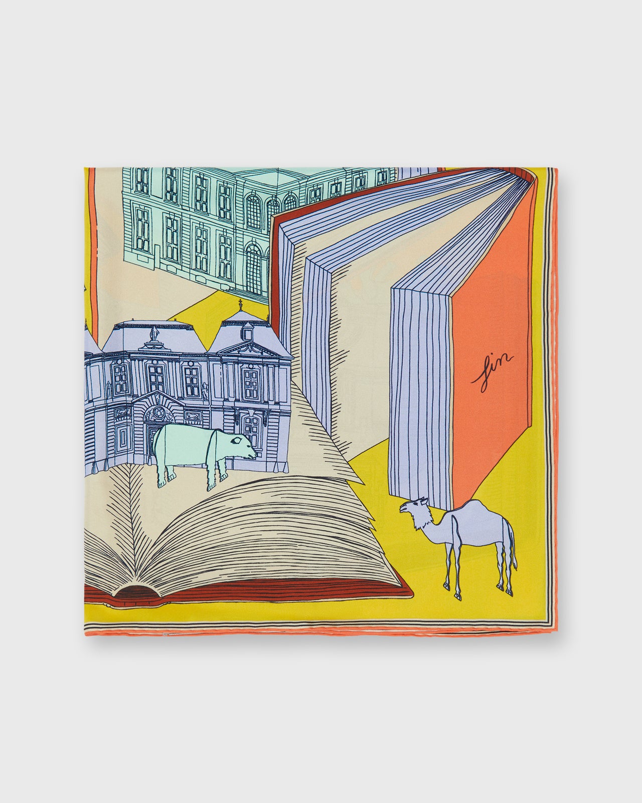 Museum Square Scarf in Yellow Silk