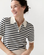 Load image into Gallery viewer, Ruby Polo in Ecru/Dark Navy
