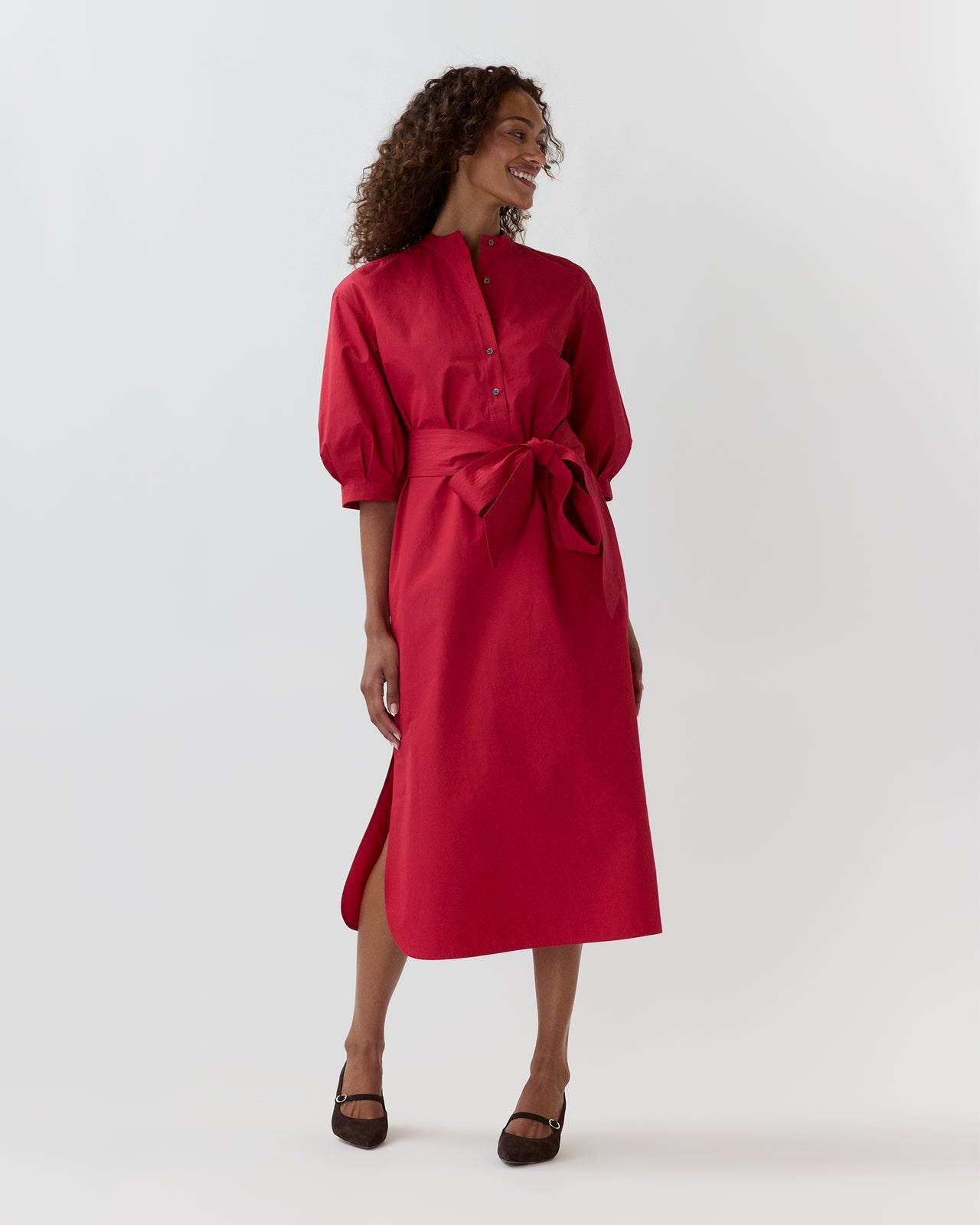 Tessa Dress in Red Poplin