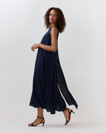 Load image into Gallery viewer, Sleeveless Scarlett Dress in Navy Double Georgette Silk
