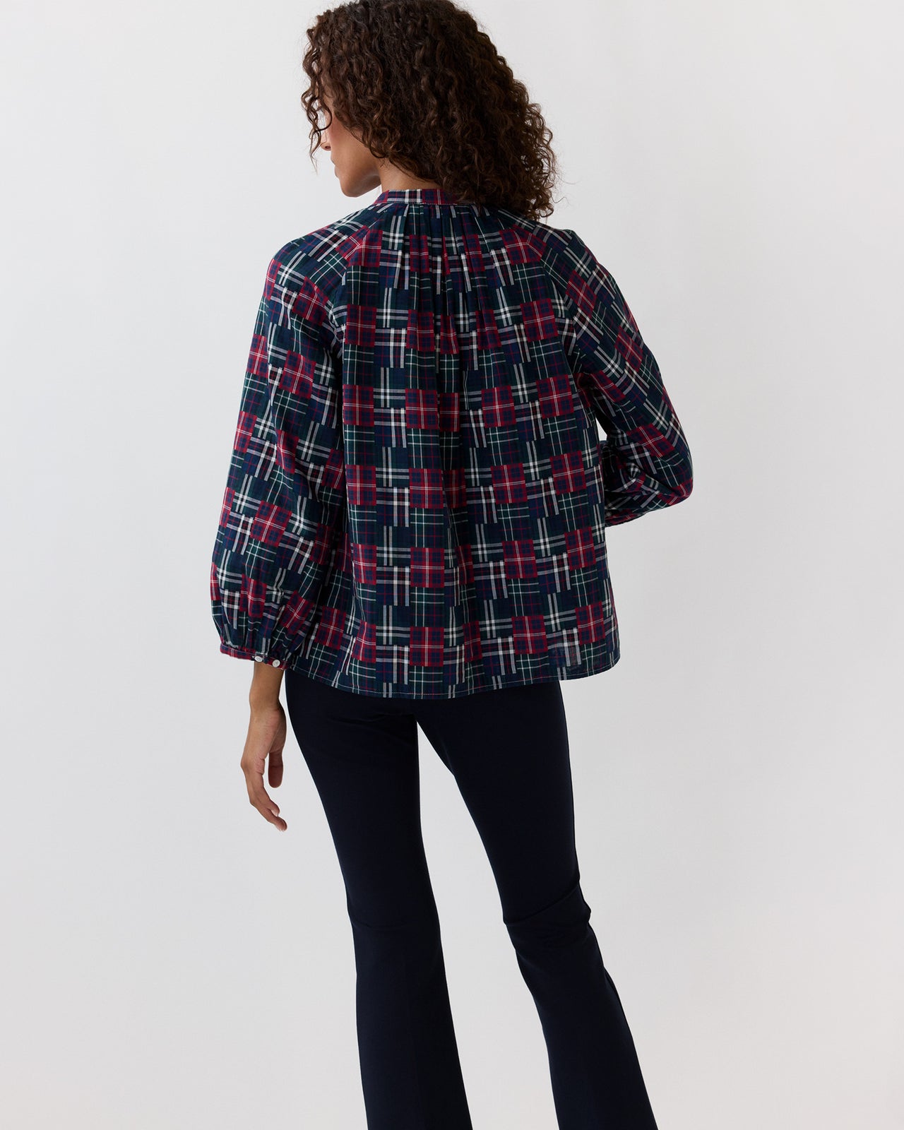 Sienna Top in Tartan Patchwork Double-Weave