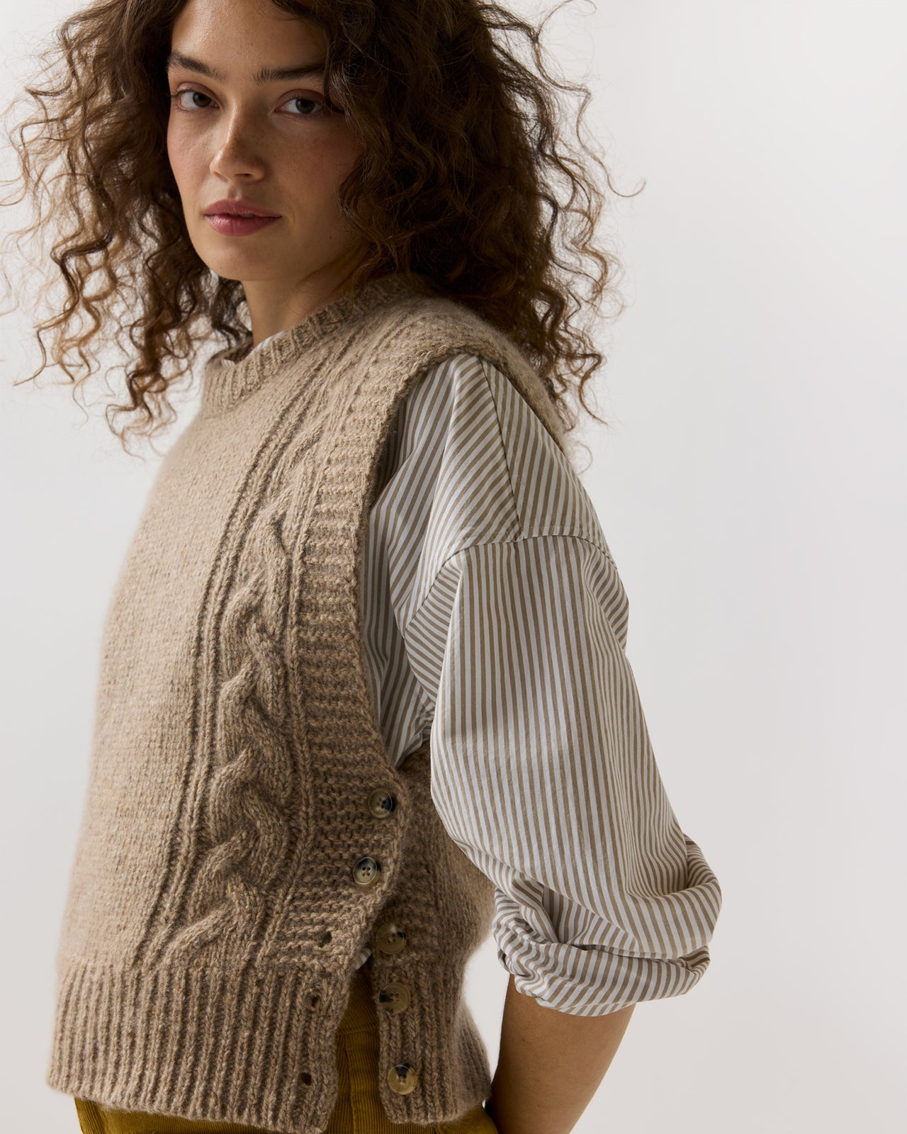 Beth Sweater in Camel Donegal Cashmere