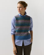 Load image into Gallery viewer, Silvia Fair Isle Sweater Vest in Denim/Multi Alpaca/Wool
