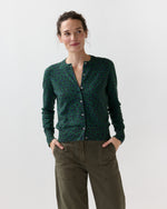 Load image into Gallery viewer, Rosie Cardigan in Green/Blue Leopard Cotton/Silk
