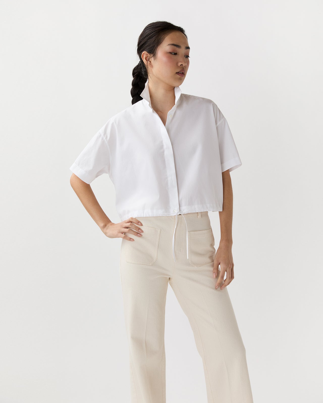 Tie-Waist Shirt in White