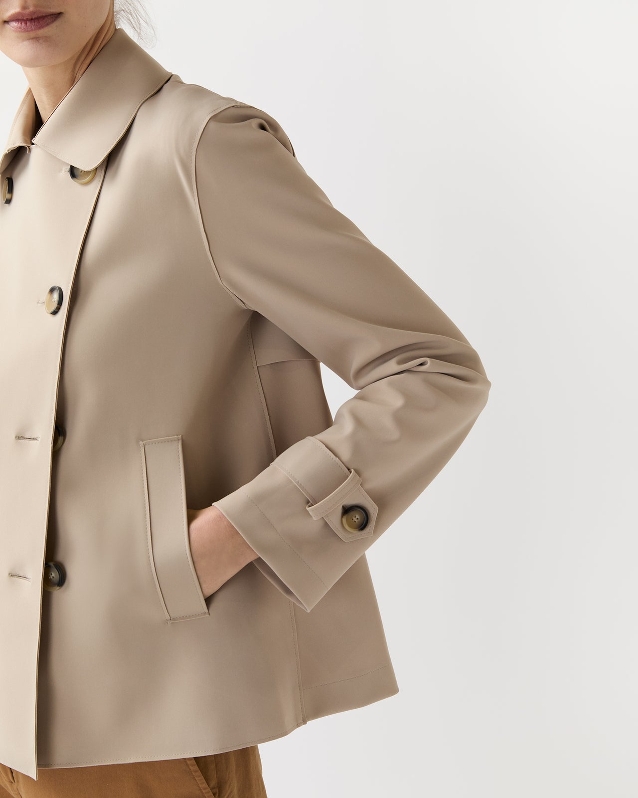 Cropped Trench Coat in Sand