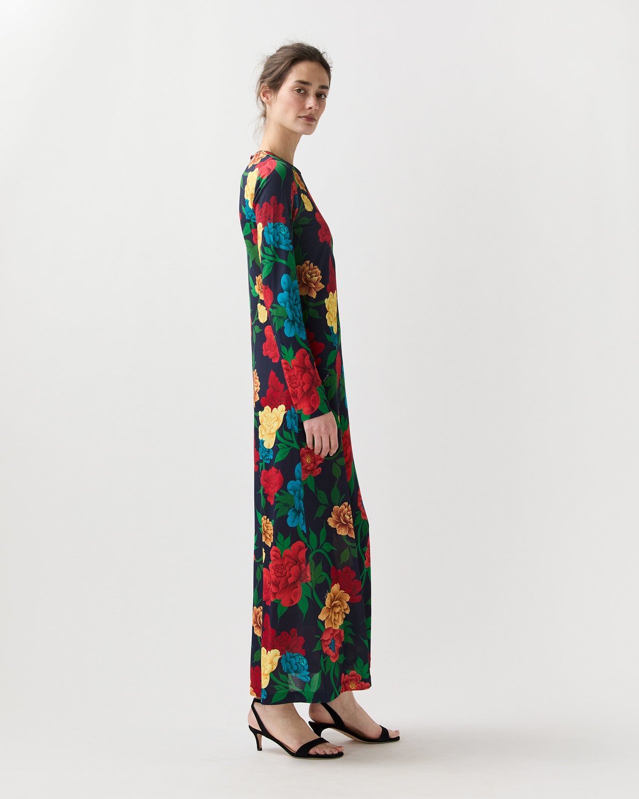 Long Sleeve Swing Dress in Queen Peony