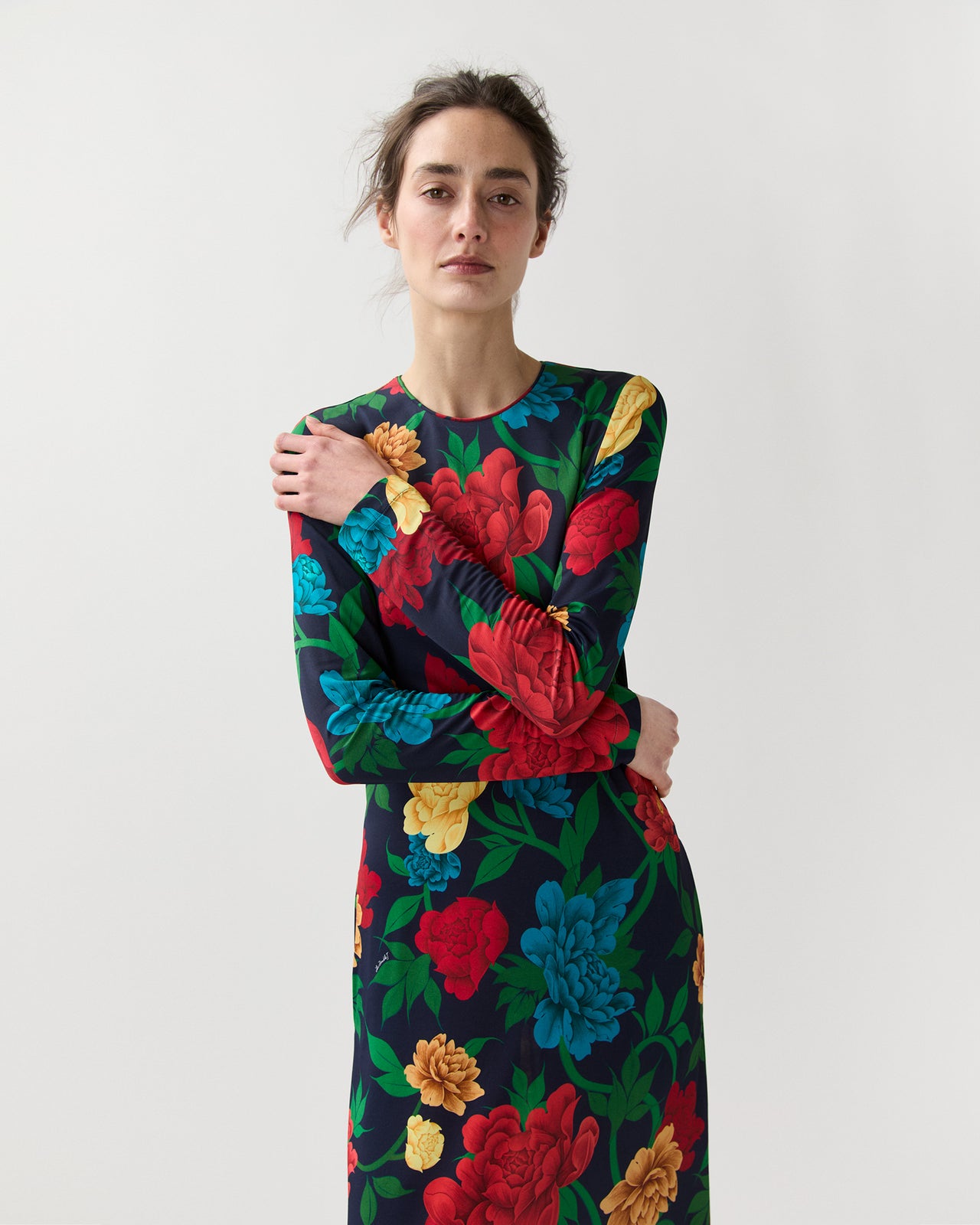 Long Sleeve Swing Dress in Queen Peony