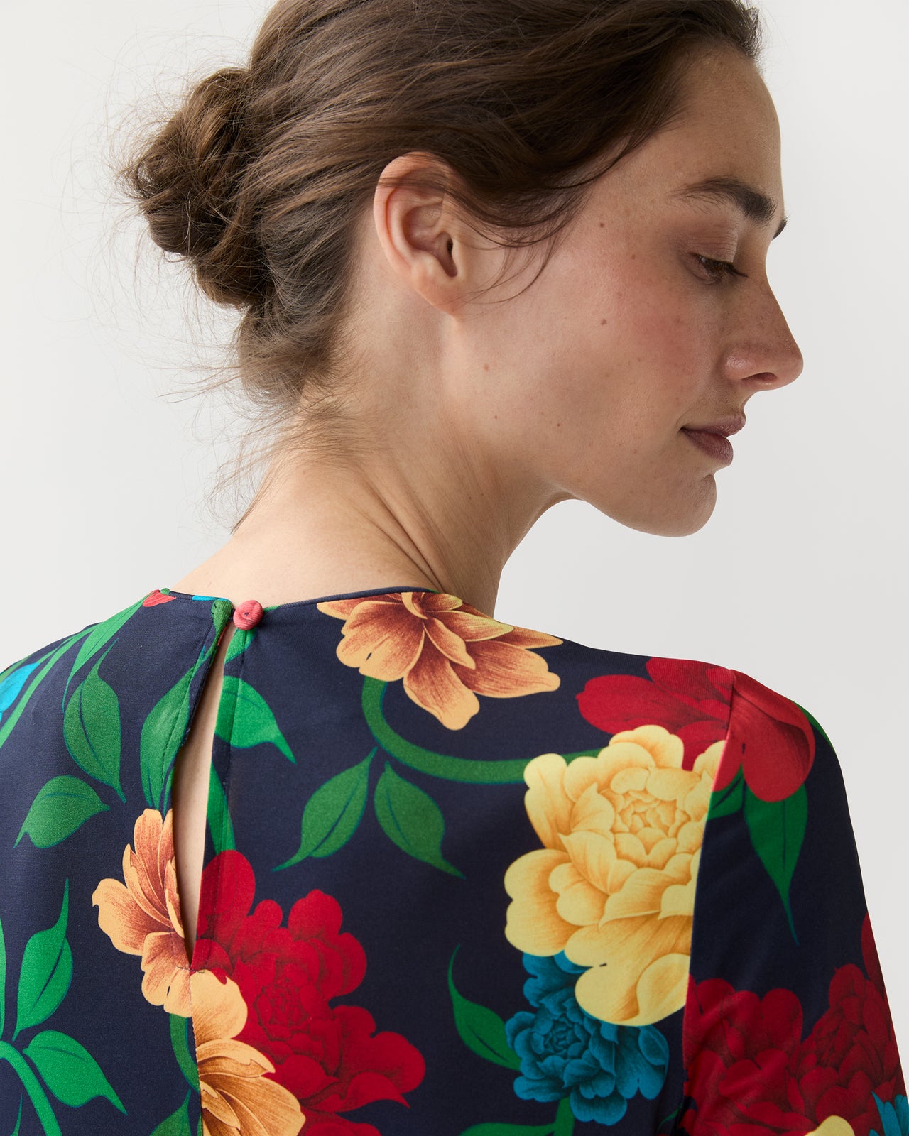 Long Sleeve Swing Dress in Queen Peony