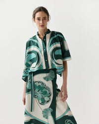 Mini Foulard Shirt in Blooming Tulip Placée