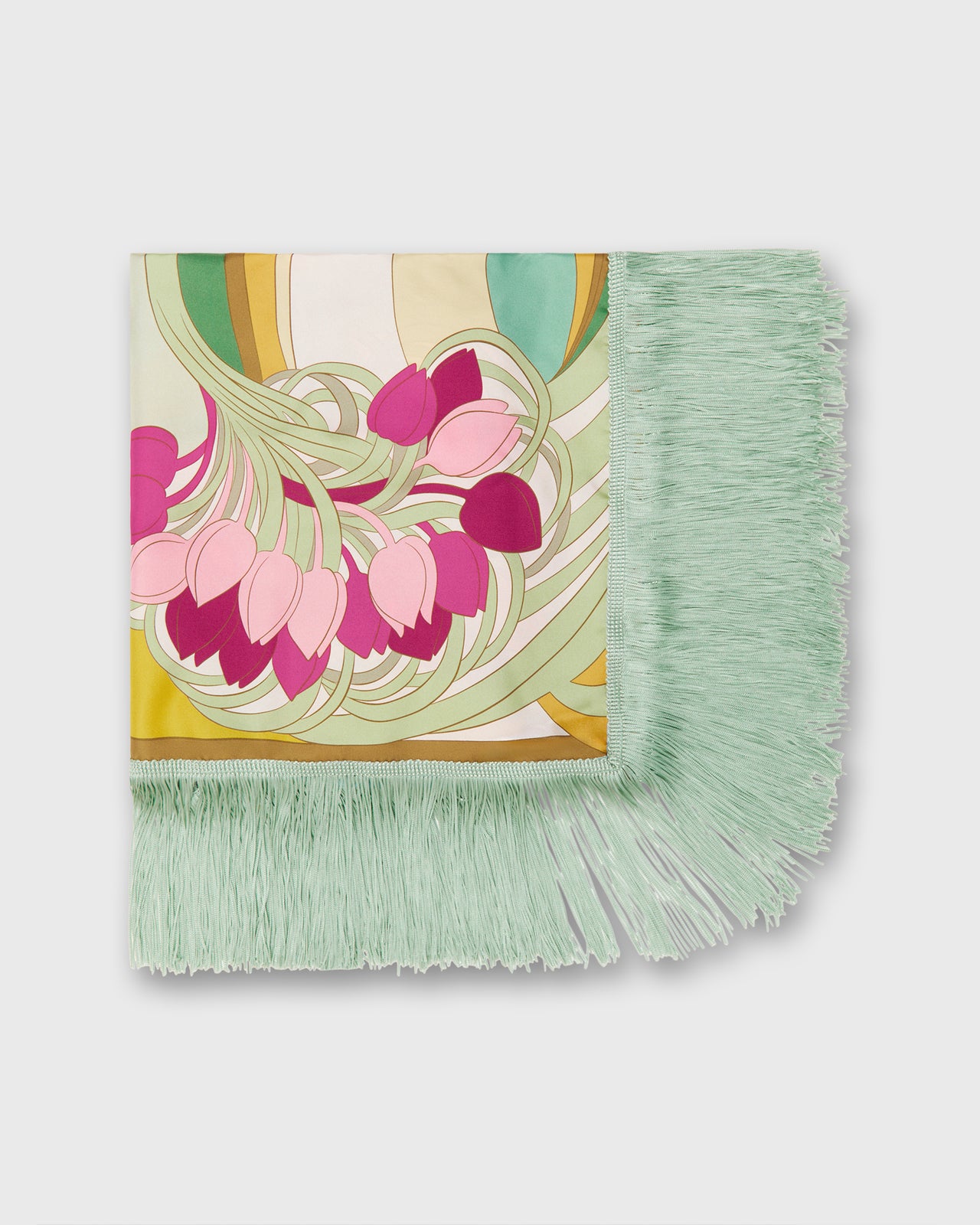 Reversible Fringe Carré Scarf in Tulip Placée
