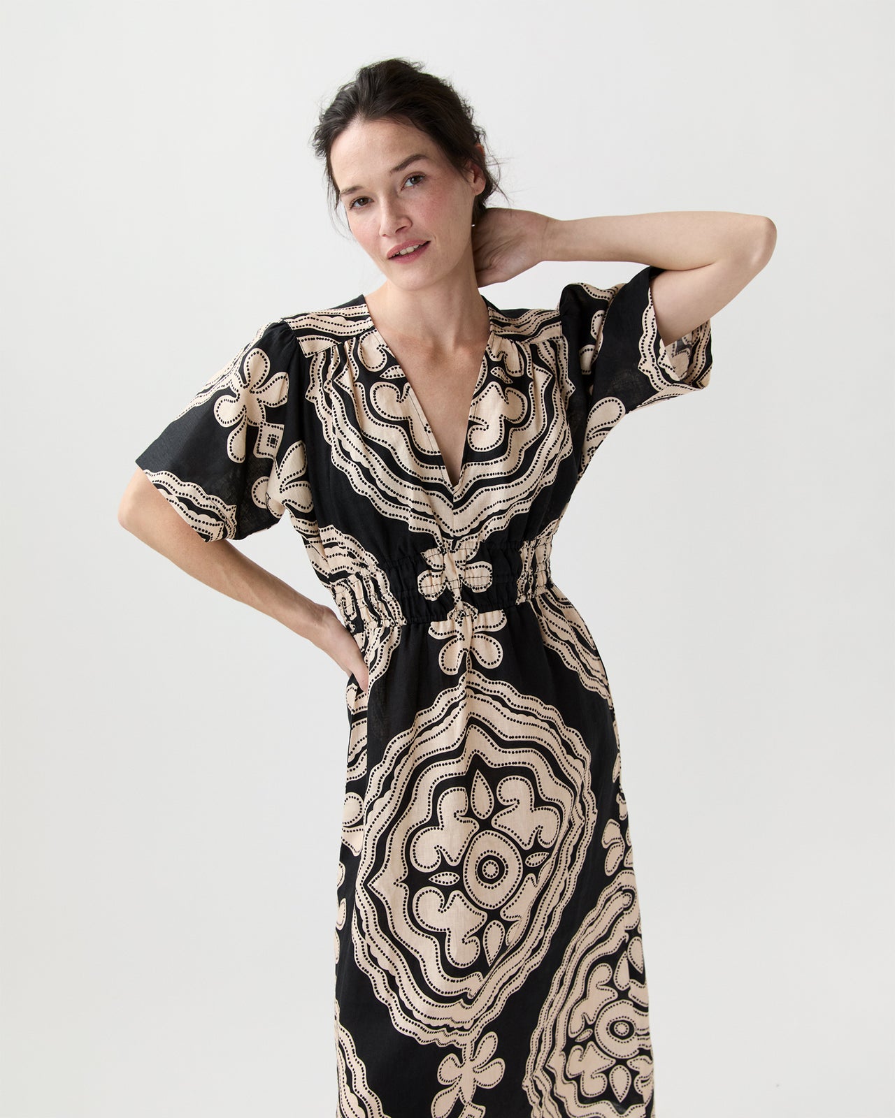 Hermona Plunge Dress in Niku Black