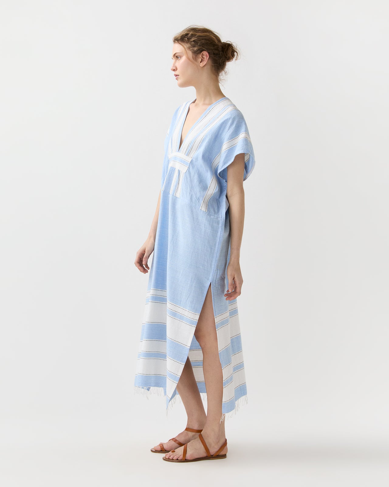 Gasira V-Neck Caftan in Debre Sky
