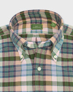 Load image into Gallery viewer, Handmade Button-Down Sport Shirt in Pink/Olive/Navy Madras

