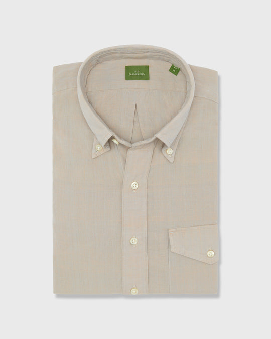 Handmade Button-Down Sport Shirt in Stone Solid Madras
