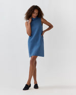 Load image into Gallery viewer, Rebel Dress in Heather Denim Cotton/Silk
