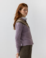 Load image into Gallery viewer, Marge Fair Isle Cardigan in Lavender Alpaca/Wool
