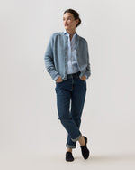 Load image into Gallery viewer, Romy Cardigan in Heather Blue Rustic Wool

