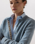 Load image into Gallery viewer, Romy Cardigan in Heather Blue Rustic Wool

