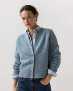 Load image into Gallery viewer, Romy Cardigan in Heather Blue Rustic Wool
