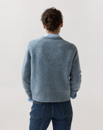 Load image into Gallery viewer, Romy Cardigan in Heather Blue Rustic Wool
