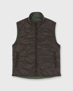 Load image into Gallery viewer, Reversible Cashpad Zip Vest in Brown Nylon/Spruce Tweed
