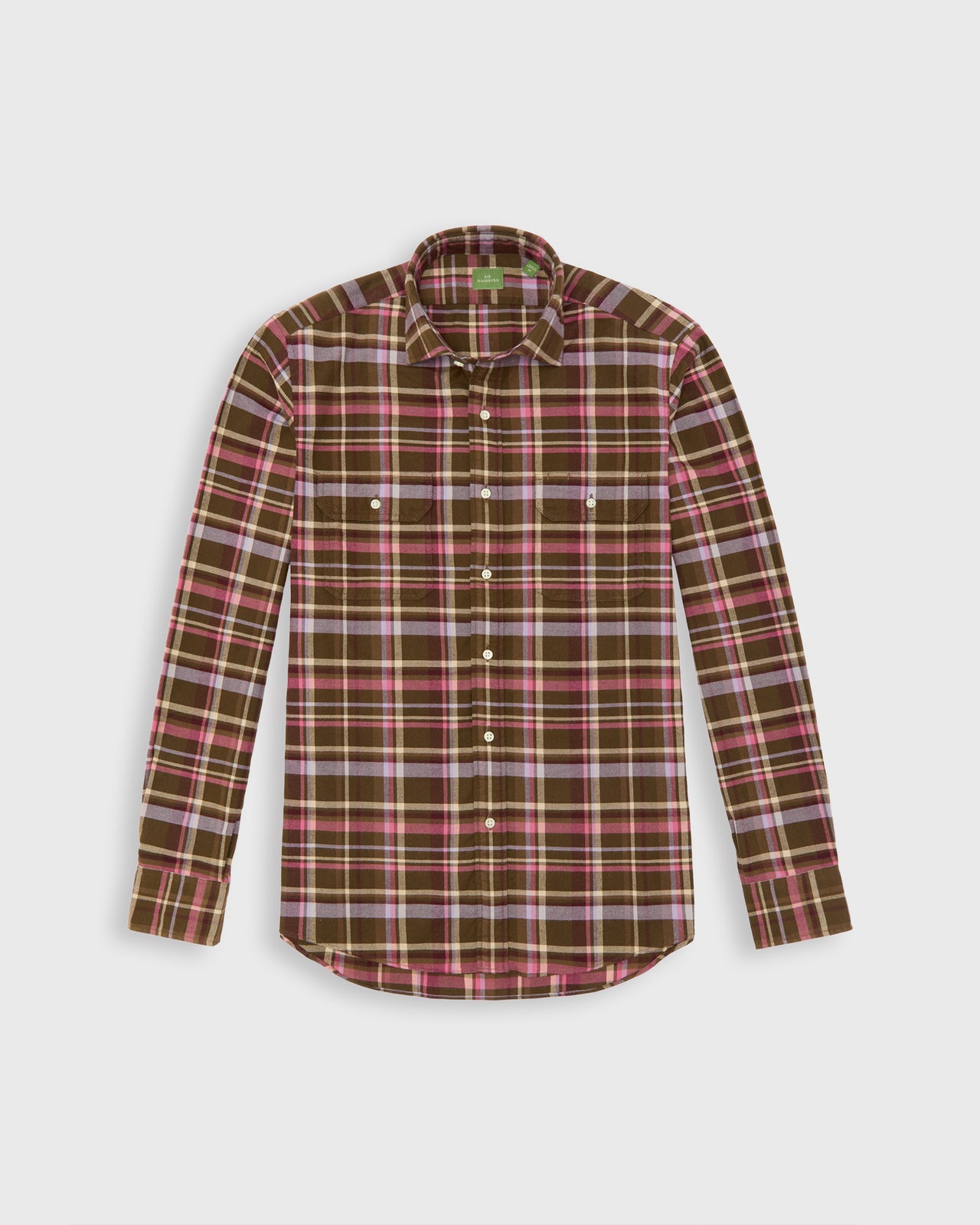 Work Shirt in Brown/Lavender/Pink Plaid Flannel