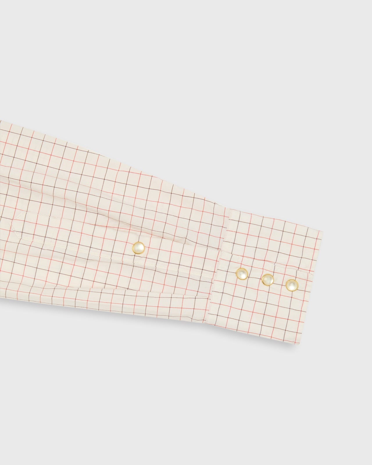 Western Work Shirt in Bone/Red/Brown Windowpane Poplin