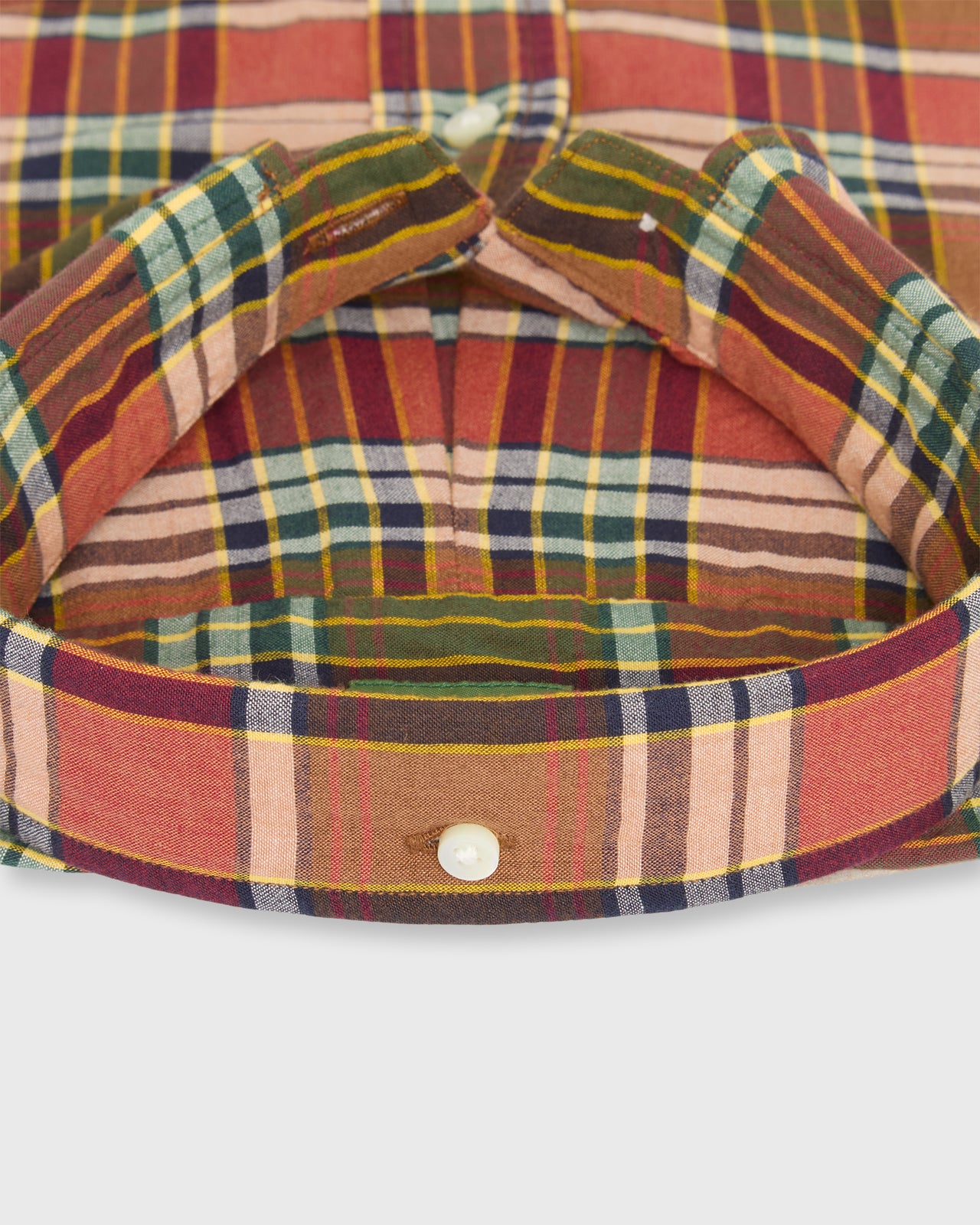 Button-Down Sport Shirt in Ginger/Green/Navy Madras