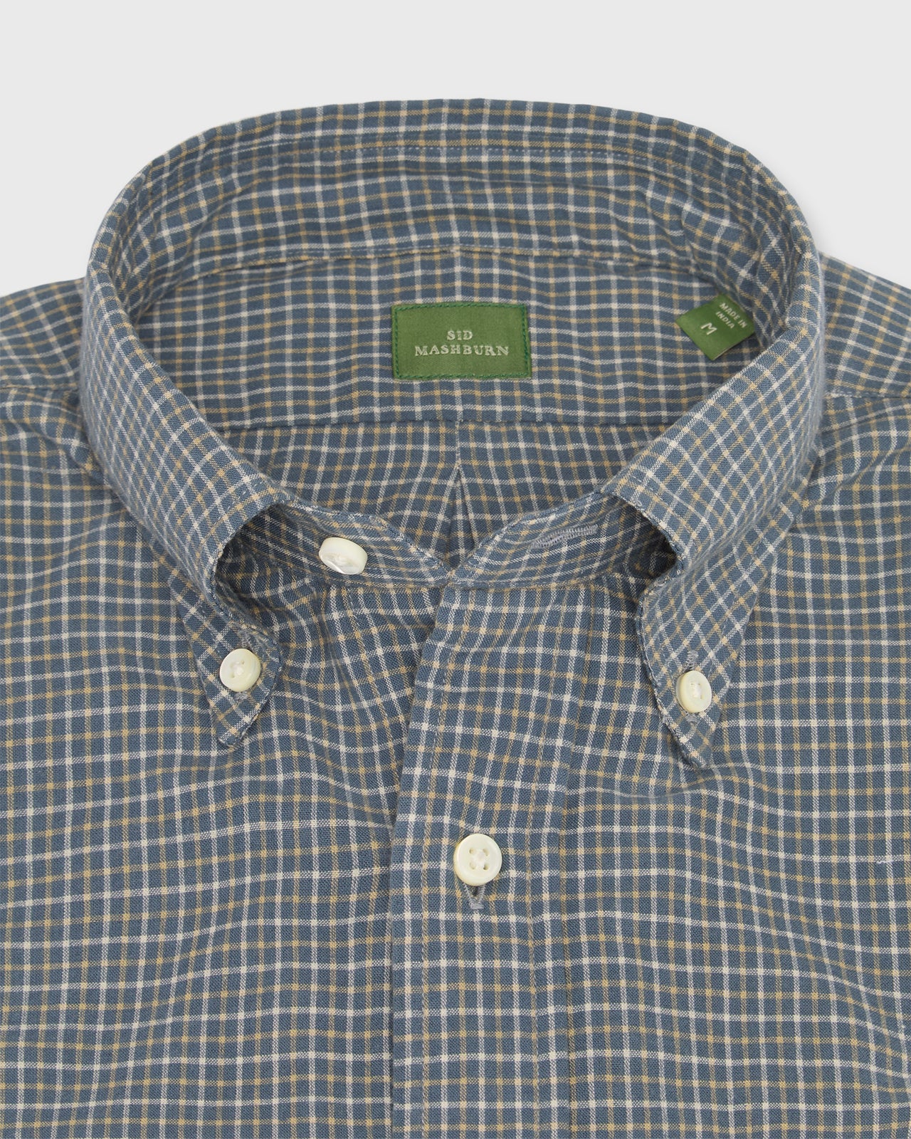 Button-Down Sport Shirt in Spruce/Khaki/Bone Tattersall Madras