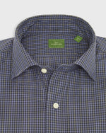 Load image into Gallery viewer, Spread Collar Sport Shirt in Blue/Navy/Yellow Check Poplin
