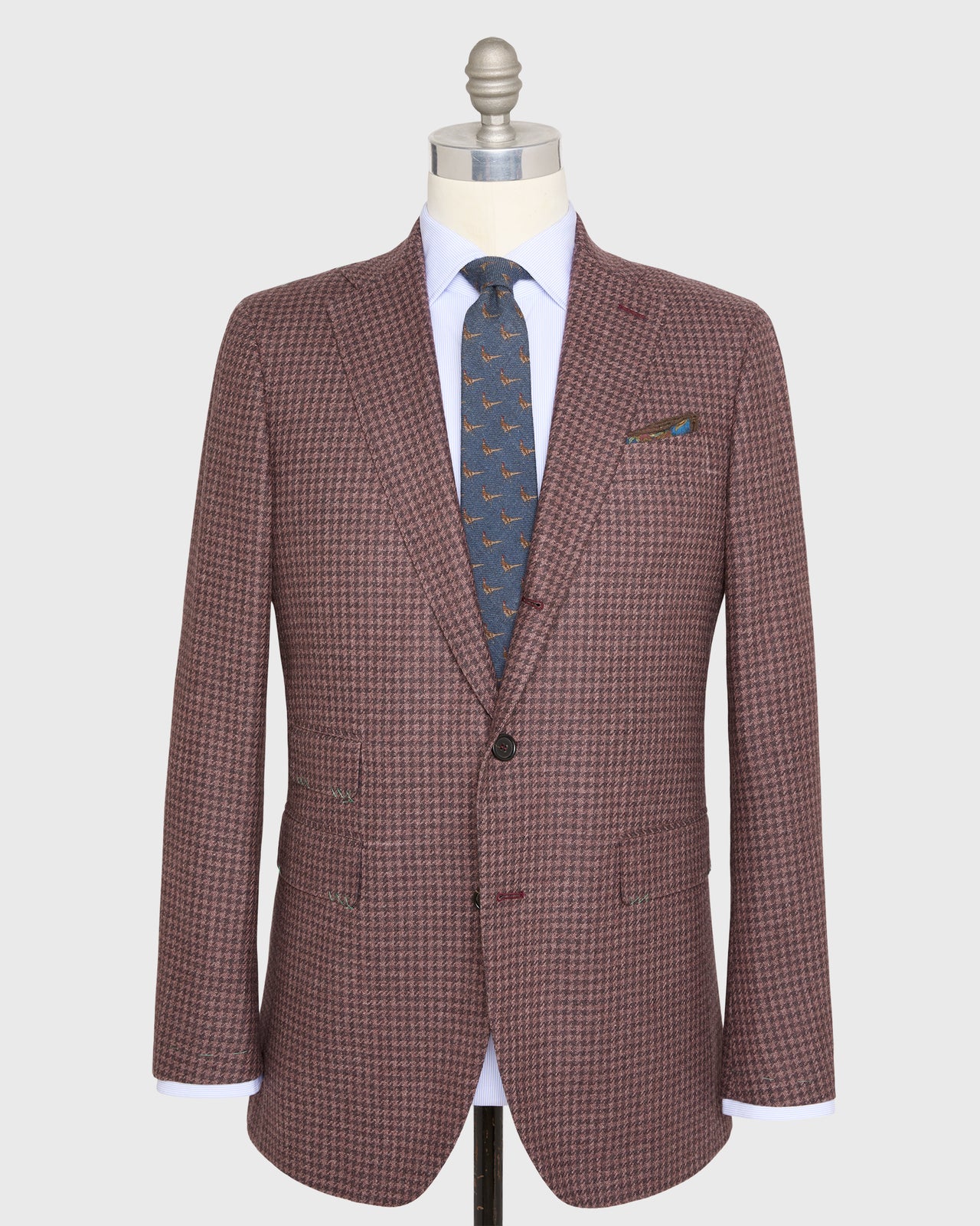 Virgil No. 3 Jacket in Orchid/Bordeaux Houndstooth Hopsack