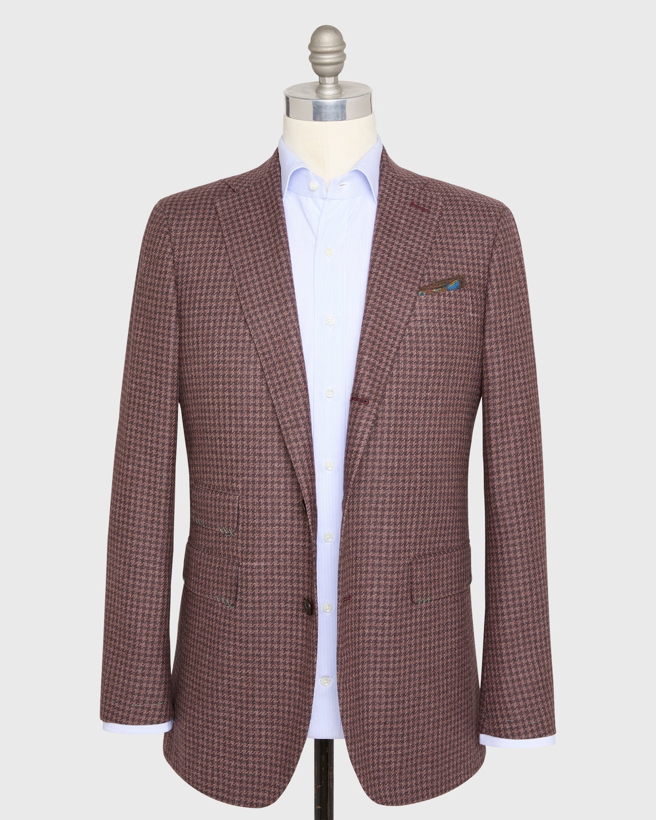 Virgil No. 3 Jacket in Orchid/Bordeaux Houndstooth Hopsack