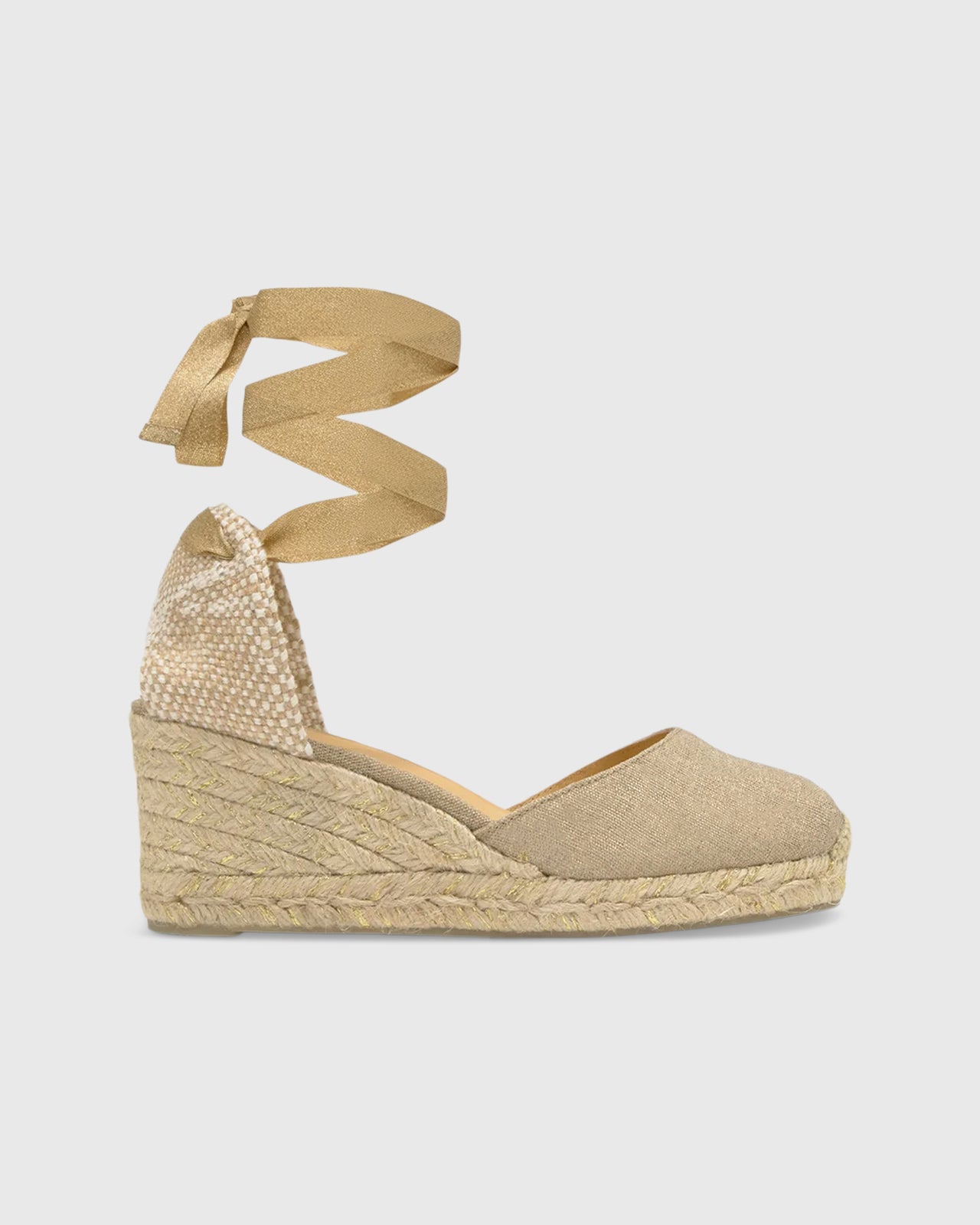 Low Carina Espadrille in Gold Canvas