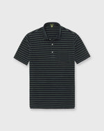 Load image into Gallery viewer, Short-Sleeved Polo in Navy/Sea Moss Stripe Pima Pique
