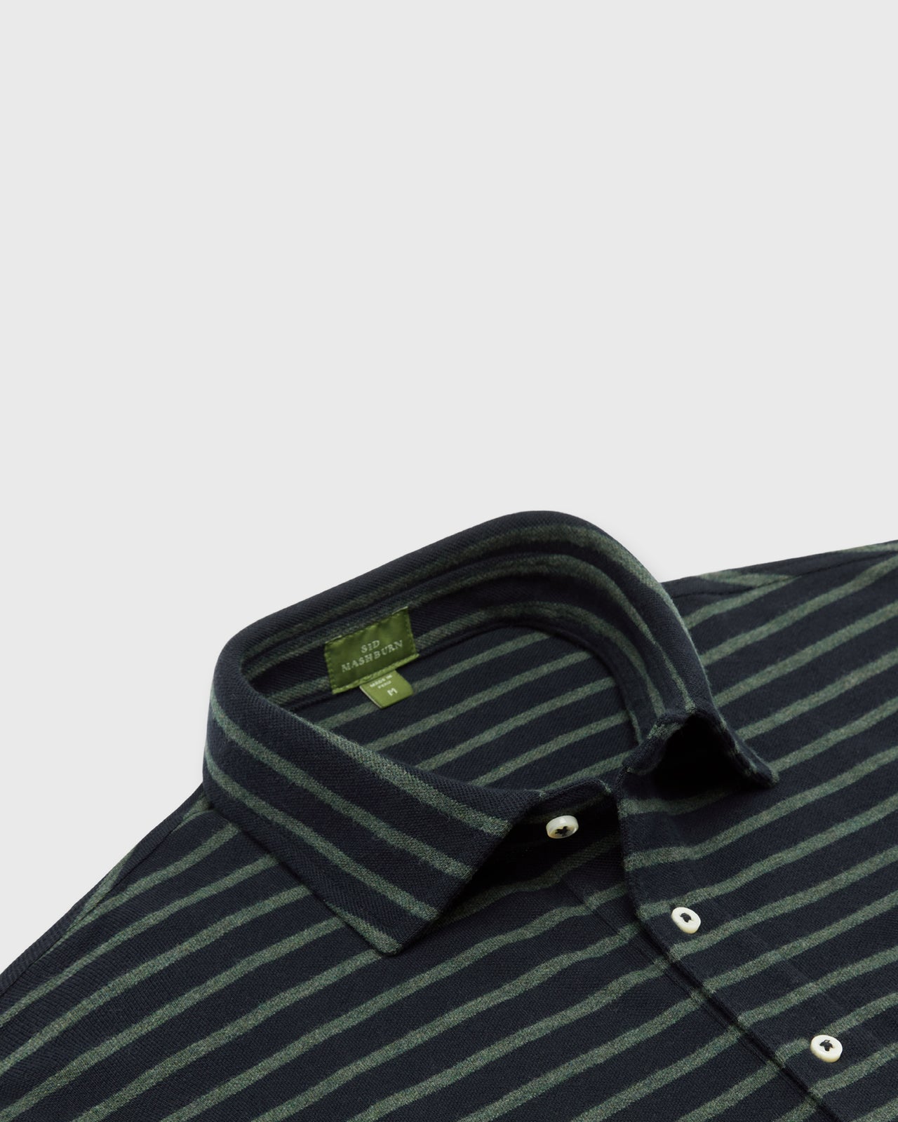 Short-Sleeved Polo in Navy/Sea Moss Stripe Pima Pique