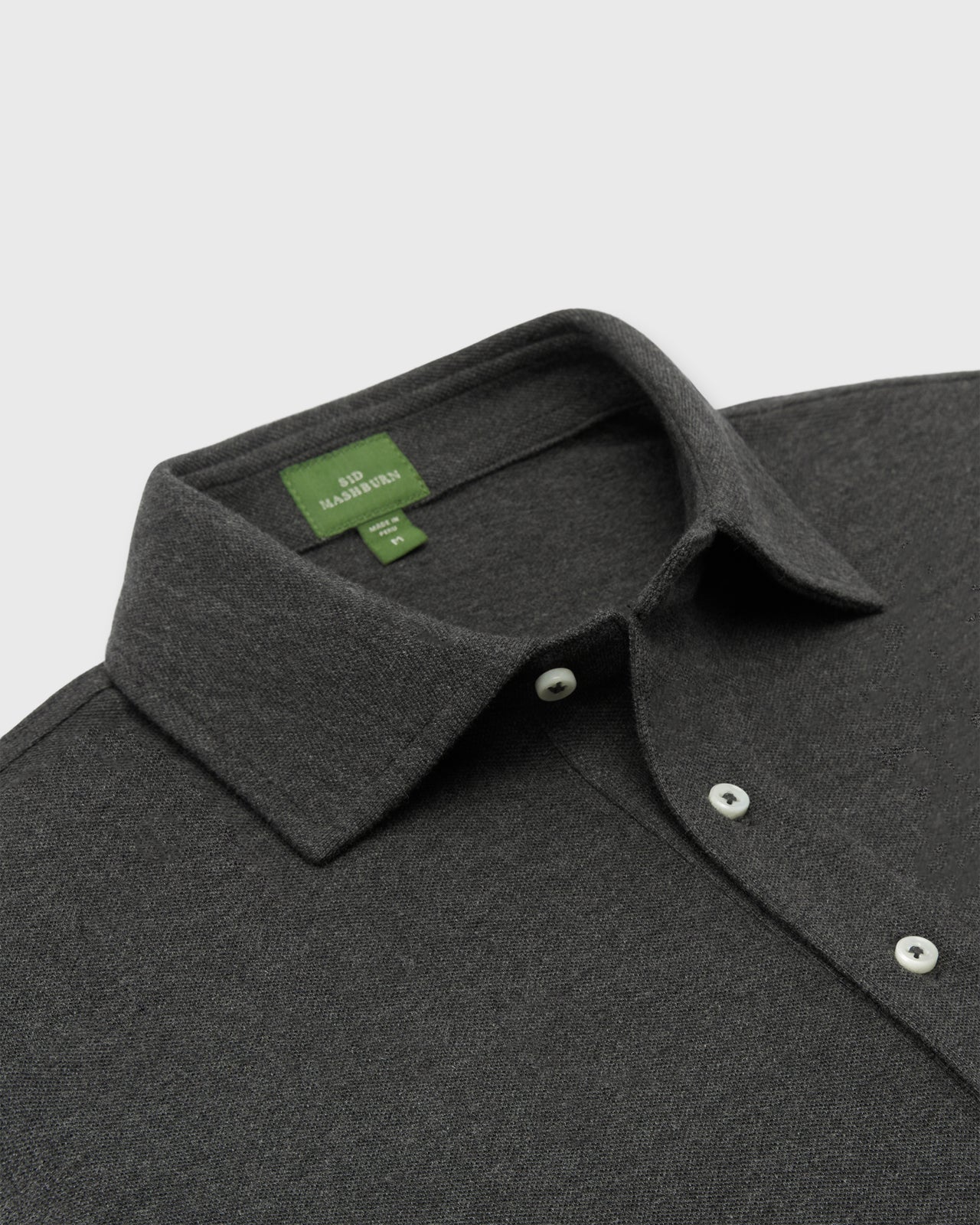 Long-Sleeved Polo in Heather Charcoal Pima Pique