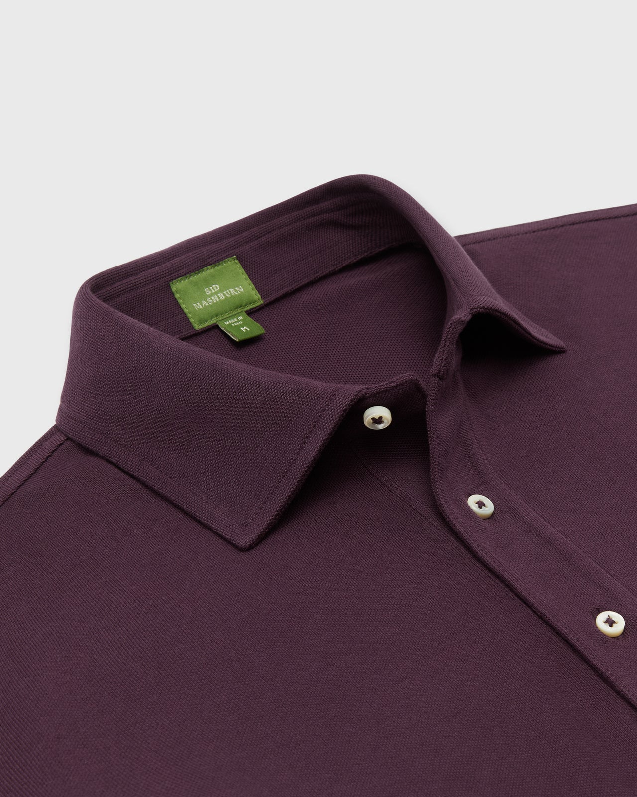 Long-Sleeved Polo in Merlot Pima Pique